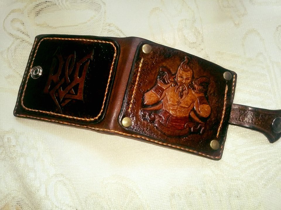 Wallet Kozak - My, Wallet, Leather, Embossing on leather, Cossacks, Handmade, Longpost