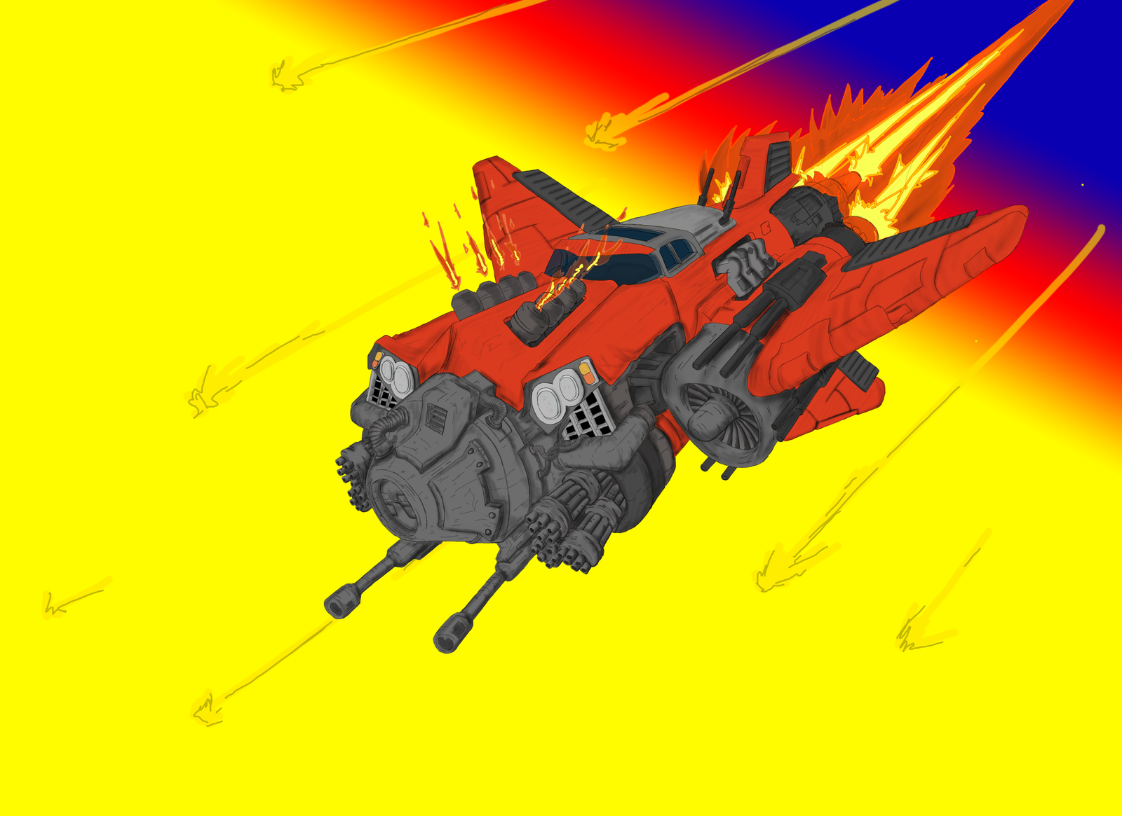 Death from above - My, Digital drawing, Images, Weapon, Brute force, Fighter, 