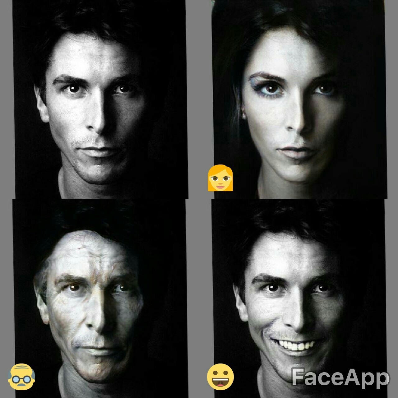 Also indulged in FaceApp'e. From Christian Bale turned out: a charming girl, Han Solo and a maniac) - My, Christian Bale, Han Solo