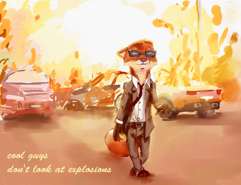 Крутые парни не смотрят на взрыв - Зверополис, Nick Wilde, Взрыв