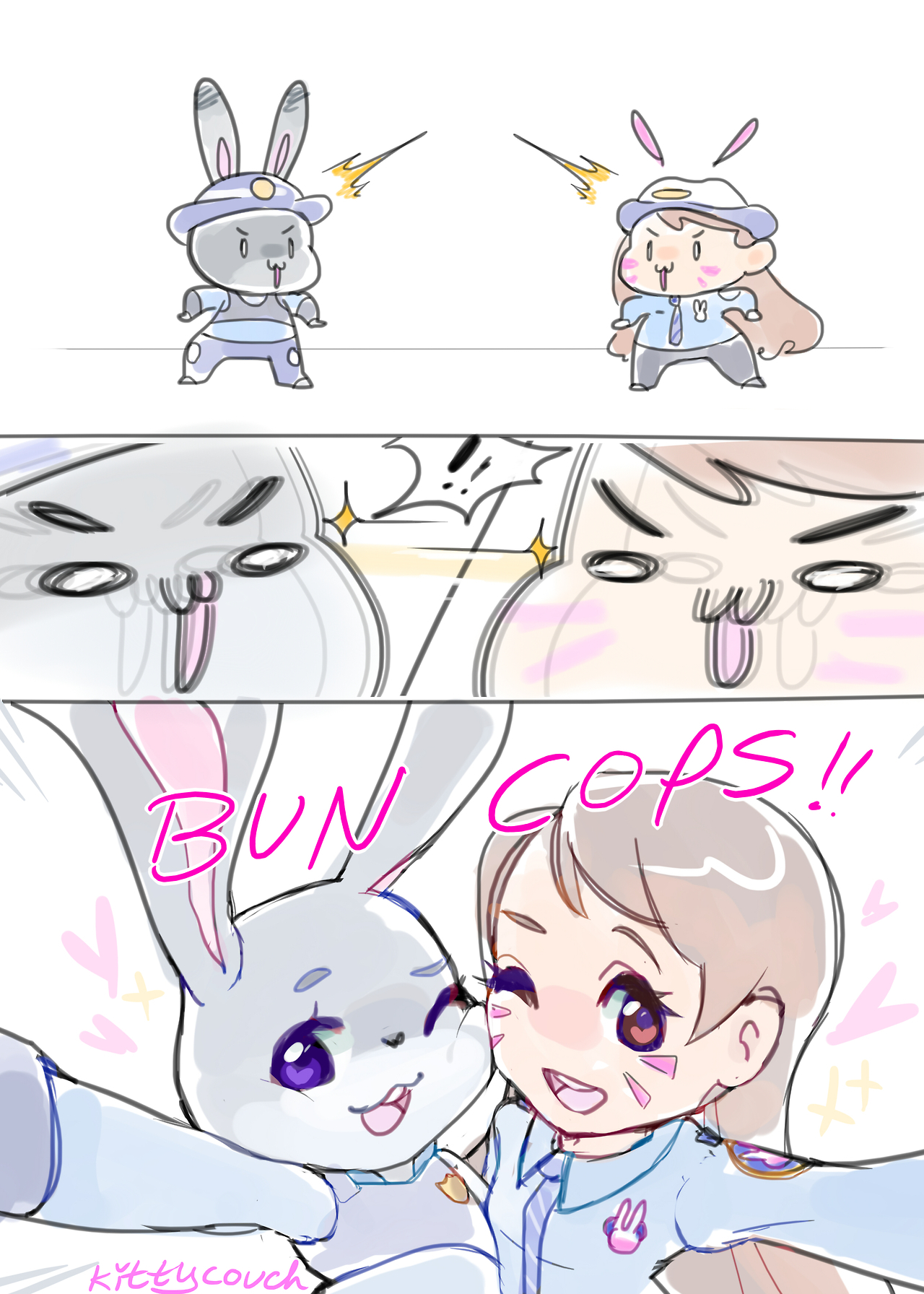 Bunny Cops - Overwatch, Blizzard, Dva, Zootopia, Judy hopps, Crossover, Crossover