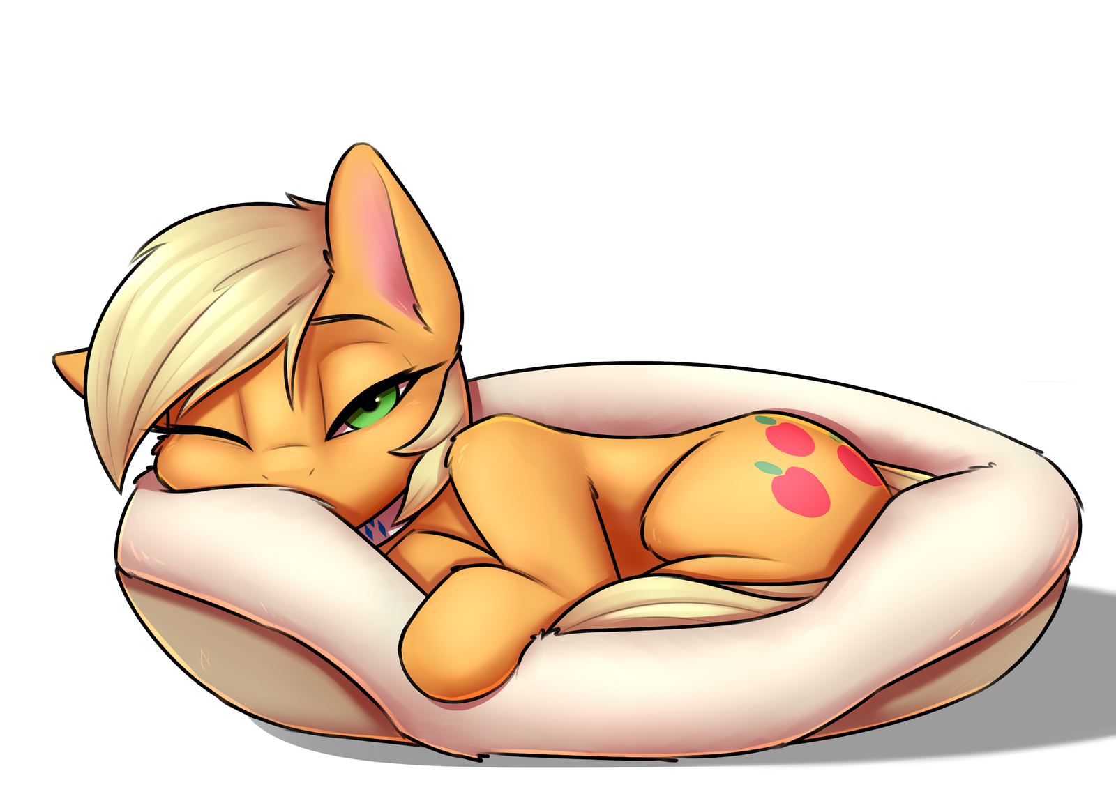 Погладь котопонэ - My Little Pony, CaptainPudgeMuffin, Applejack, Кот, Арт