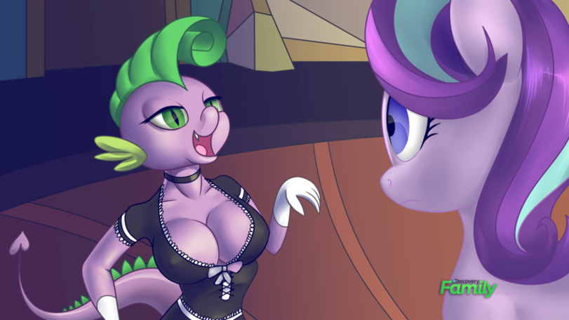 Don't worry, they're not mammary glands, they're just air bags. - My little pony, Spike, Starlight Glimmer, Rule 63