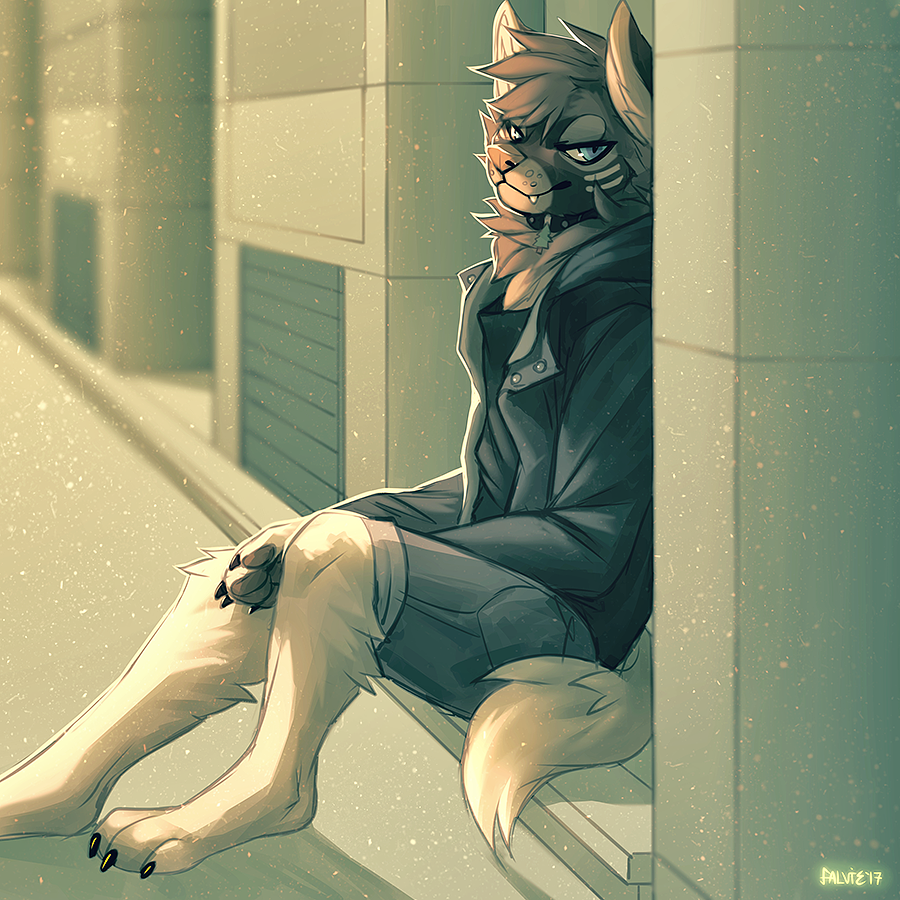 Resting - Furry, Anthro, Art, Falvie