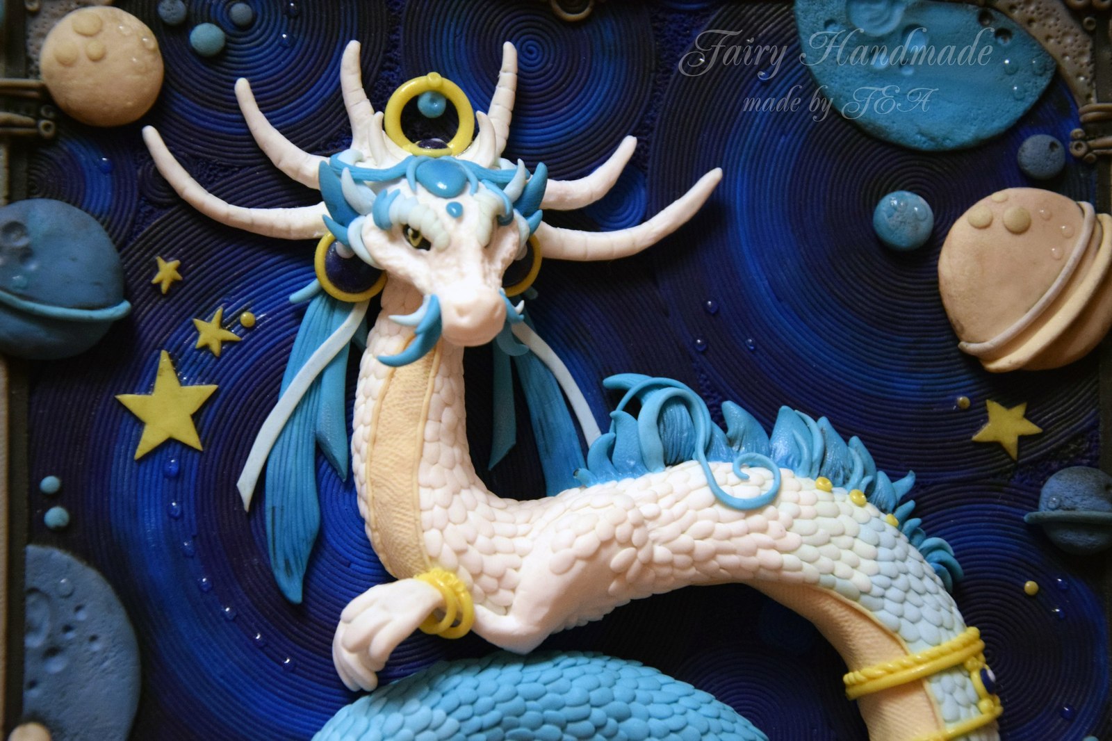 Diptych Dragons :) - My, Polymer clay, Hobby, Handmade, Handmade, Painting, Inspiration, The Dragon, Space