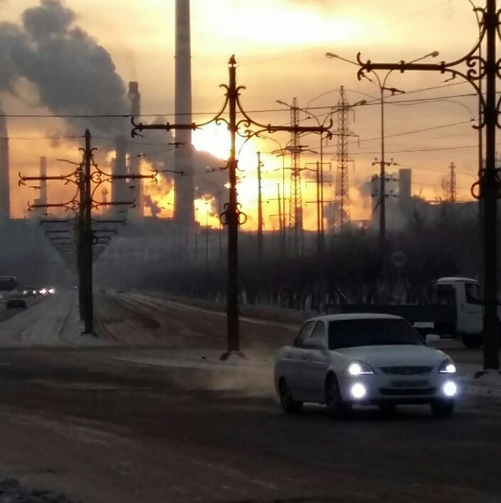 Winter morning in an industrial town - My, Morning, Temirtau