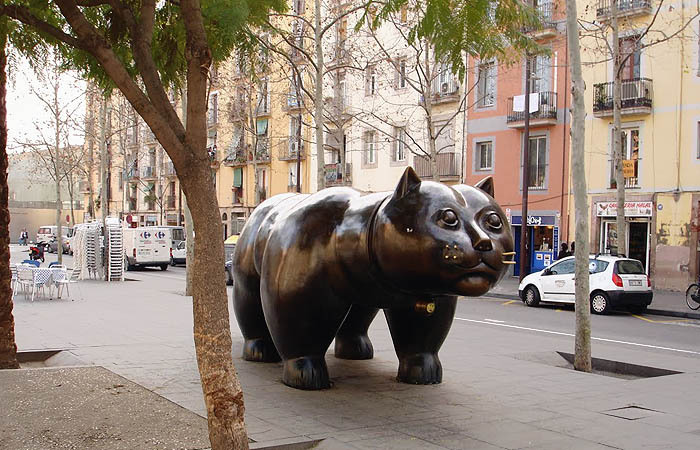 Statue of a cat in Barcelona - cat, Spain, Barcelona, Monument, Longpost, Barcelona city