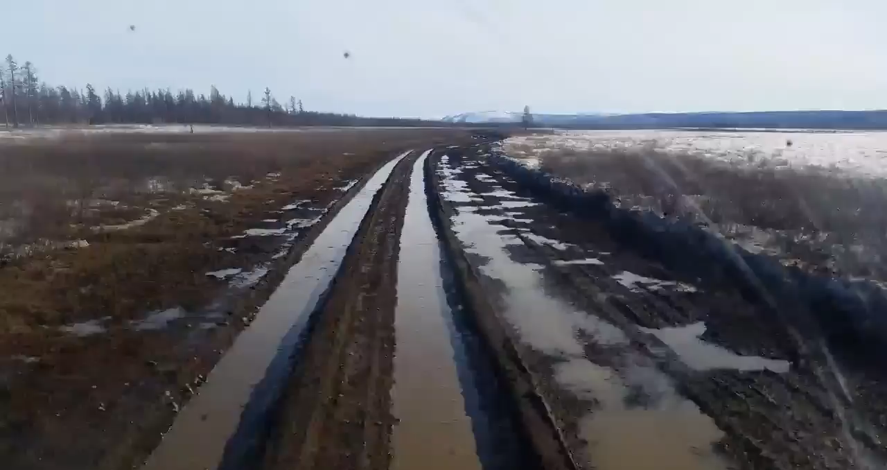 There are such deep ruts in Yakutia that it is not necessary to steer - Yakutia, , Road, Video