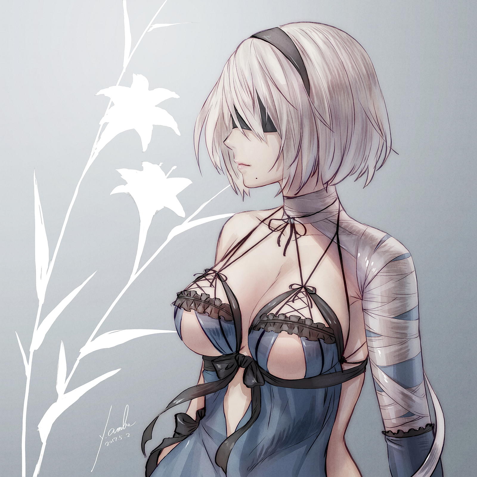 YoRHa No.2 Type B - Anime Art, NIER Automata, Игры, Yorha unit No 2 type B