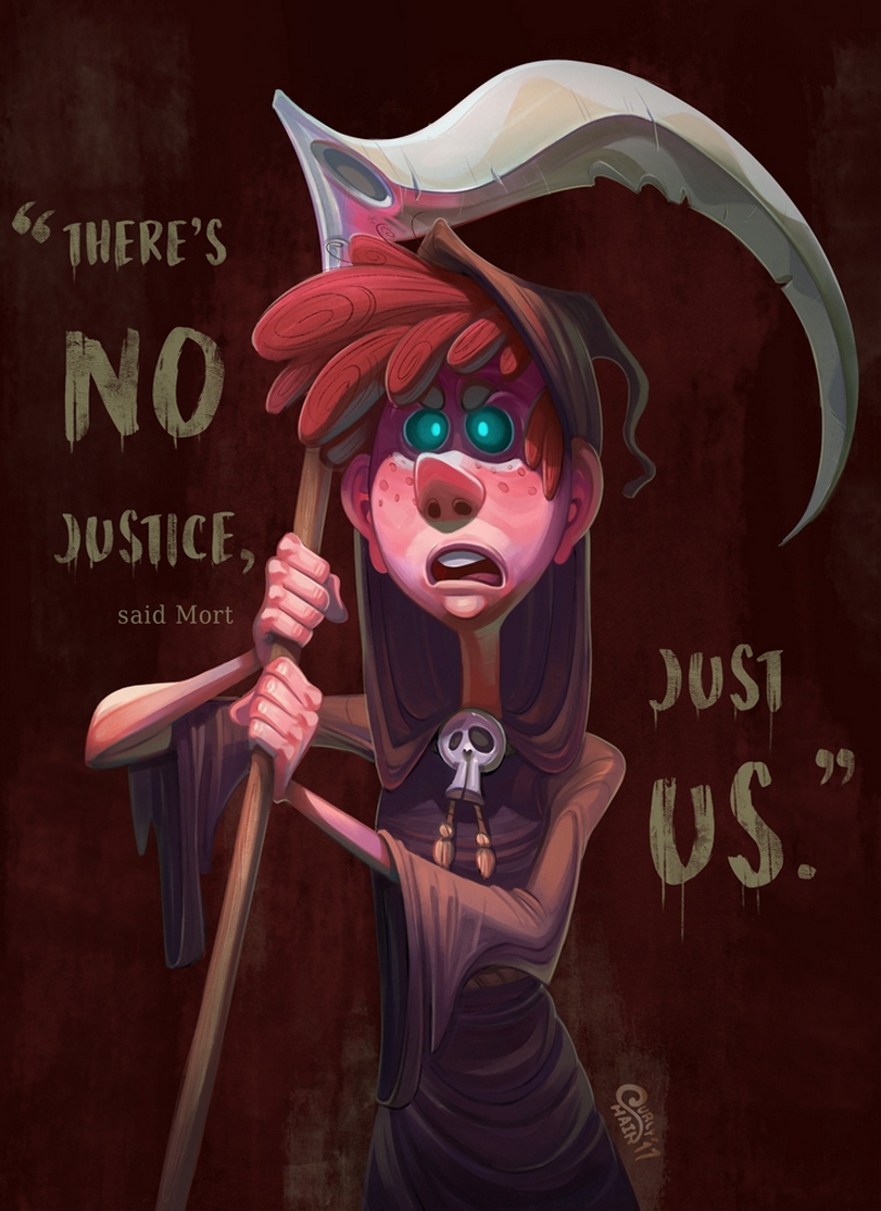 “There is NO JUSTICE,” Mort said. — ONLY WE ARE! - Terry Pratchett, Pestilence, Death, Flat world, Books, Interesting, Drawing