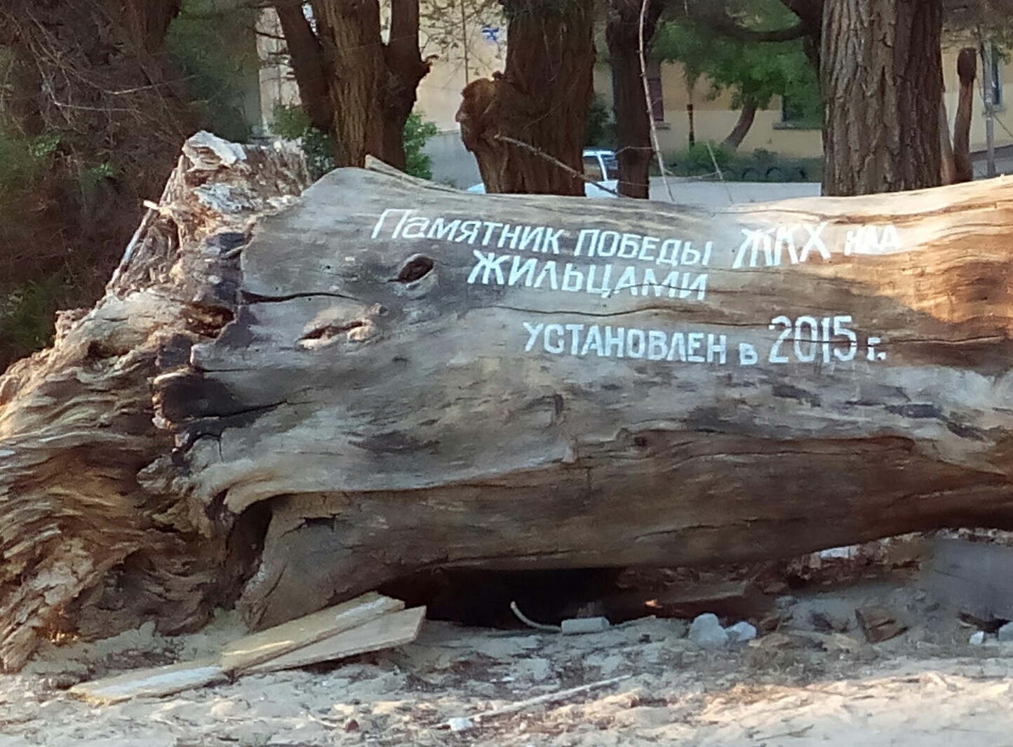 Monument miraculous... - My, Housing and communal services, Tree, Monument