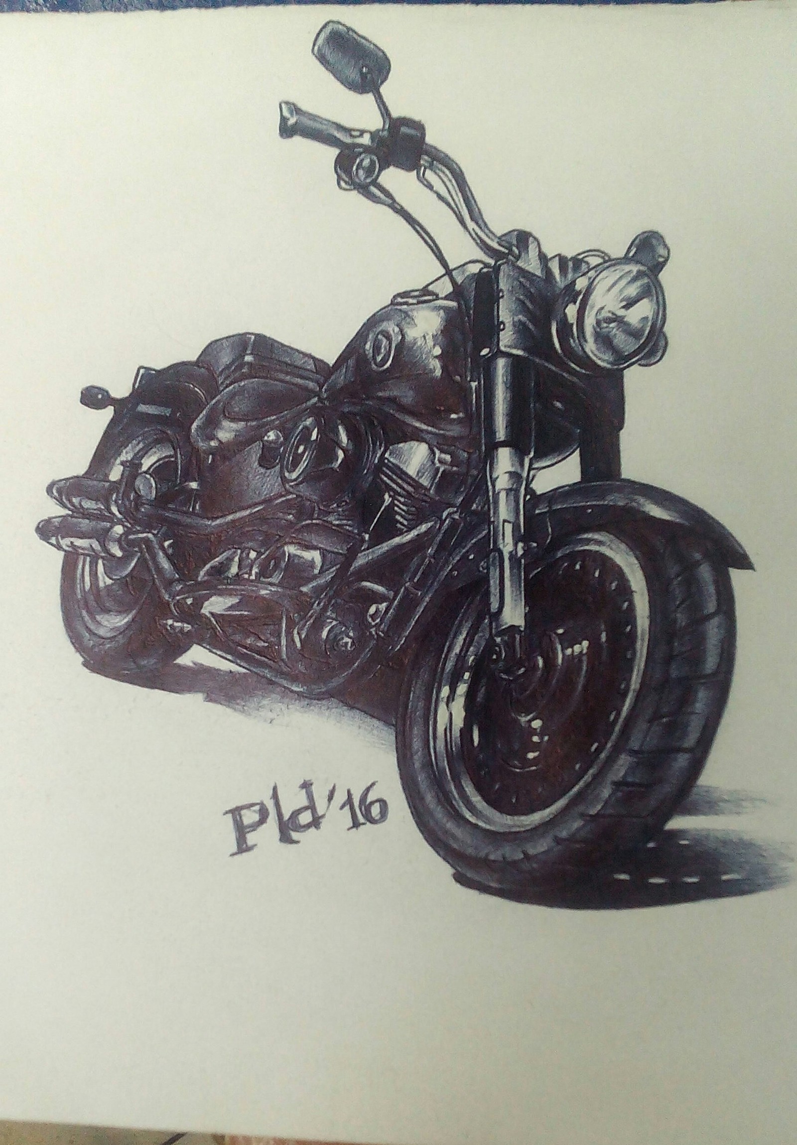 Bike. - My, Graphics, Pen drawing, Motorcycles, Moto