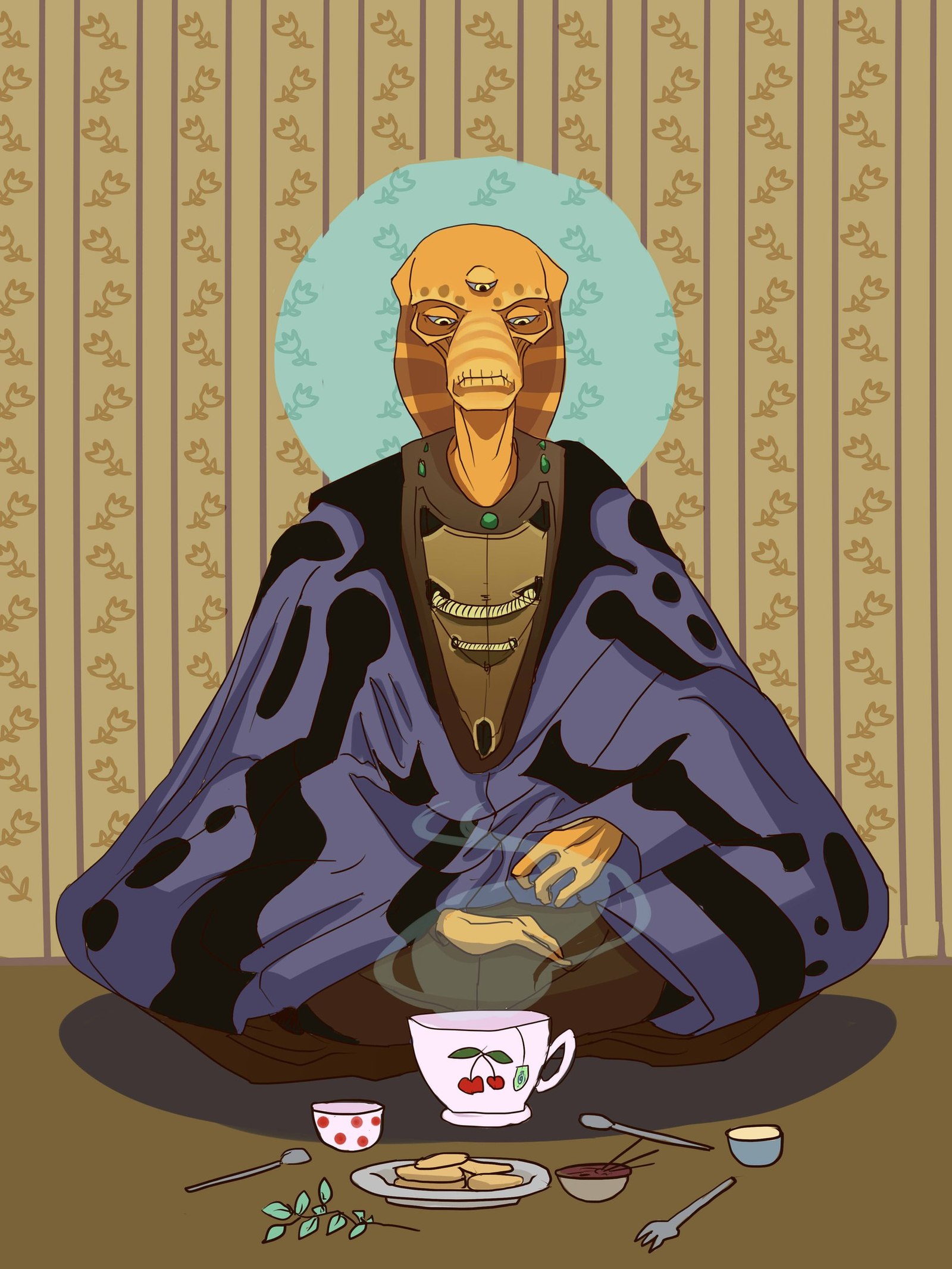 Once a Gaalian came to Petrovich to drink tea ... - My, Space Rangers, Drawing, Gaaltsy