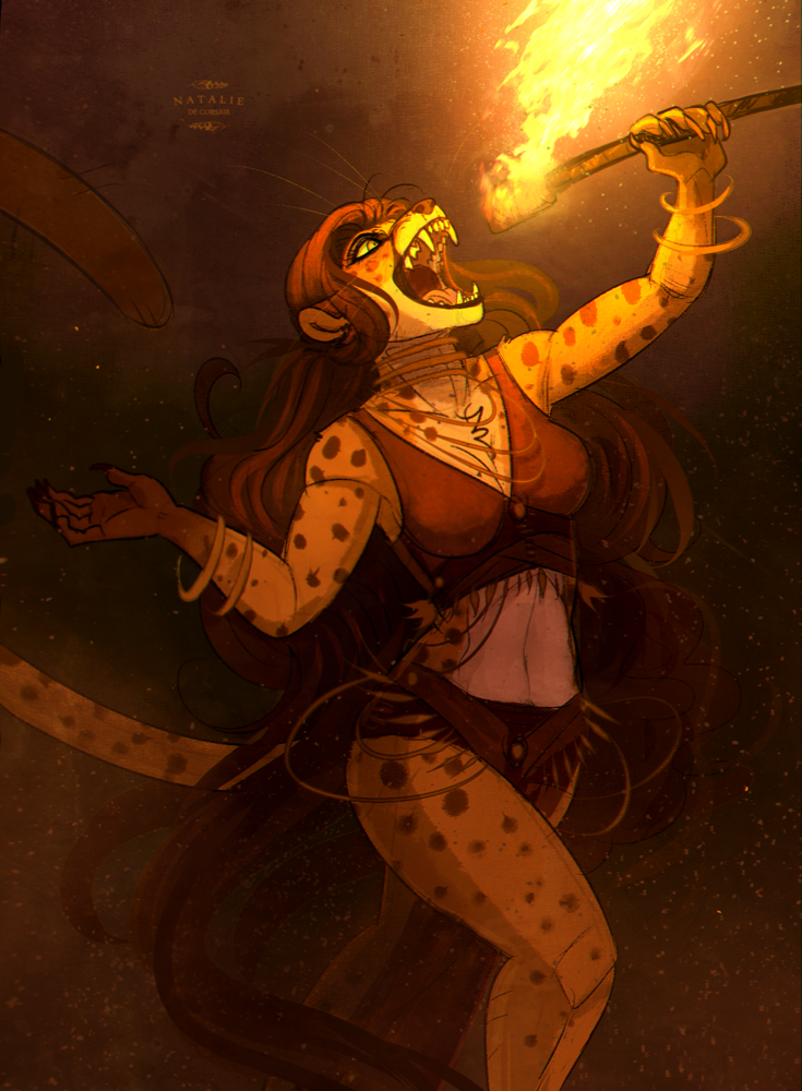 Fire dance - Nataliedecorsair, Art, Furry, Fire