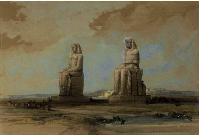 Colossi of Memnon in painting - Ancient Egypt, Pyramid, Temple, Pharaoh, Mummy, Egyptology, Story, Archeology, Longpost