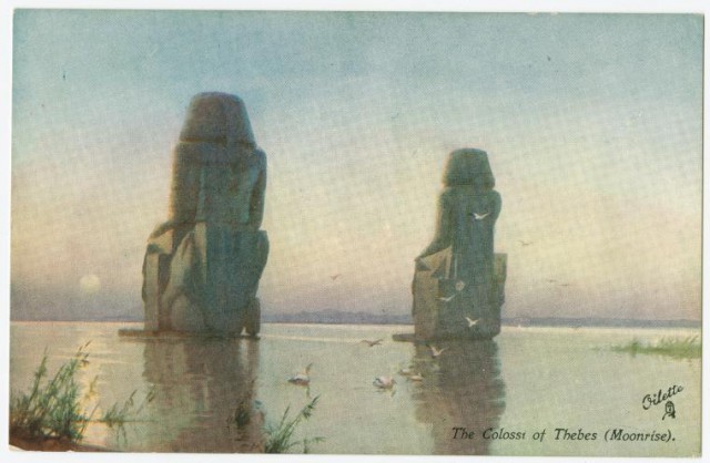 Colossi of Memnon in painting - Ancient Egypt, Pyramid, Temple, Pharaoh, Mummy, Egyptology, Story, Archeology, Longpost