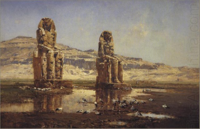 Colossi of Memnon in painting - Ancient Egypt, Pyramid, Temple, Pharaoh, Mummy, Egyptology, Story, Archeology, Longpost