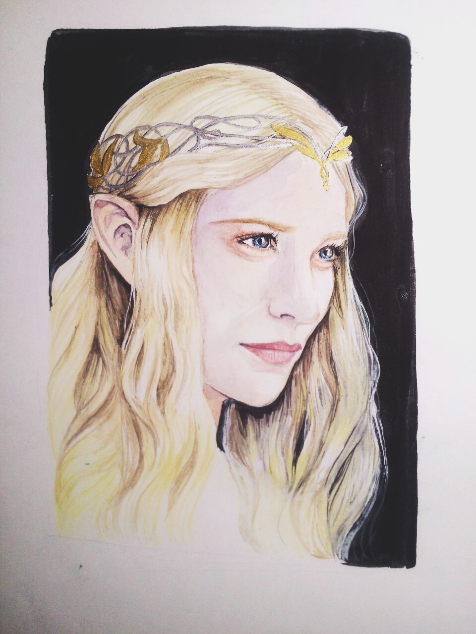 Evening daub - My, Watercolor, Portrait, Galadriel, Lord of the Rings