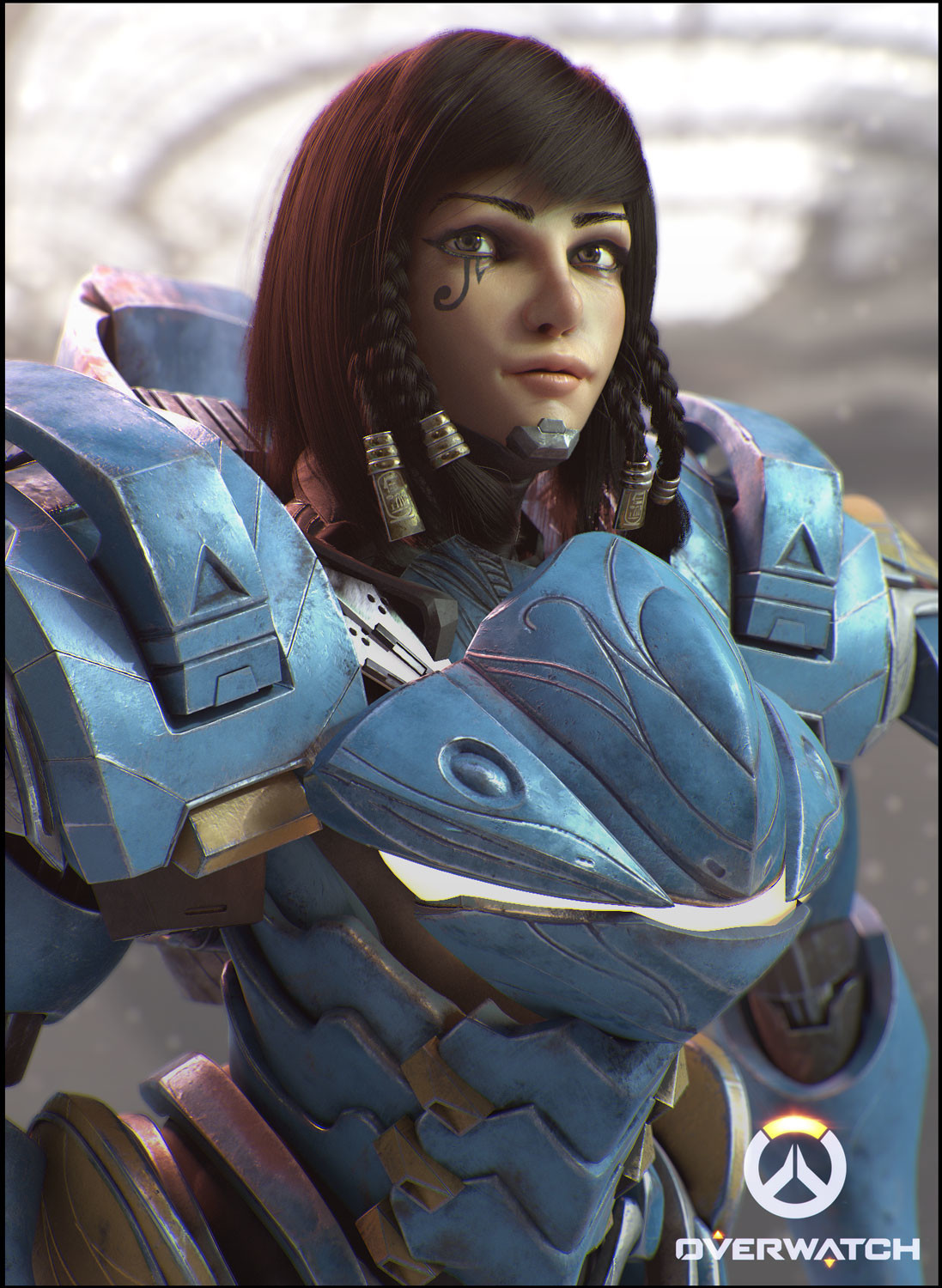 Качественный 3D-арт Фарры - Overwatch, Pharah, Graxious, 3dart