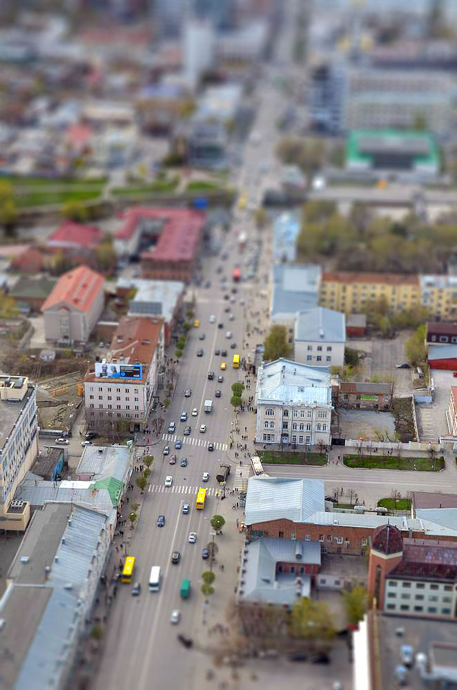 Yekaterinburg from above - My, Yekaterinburg, View from above, Tilt shift, , Longpost