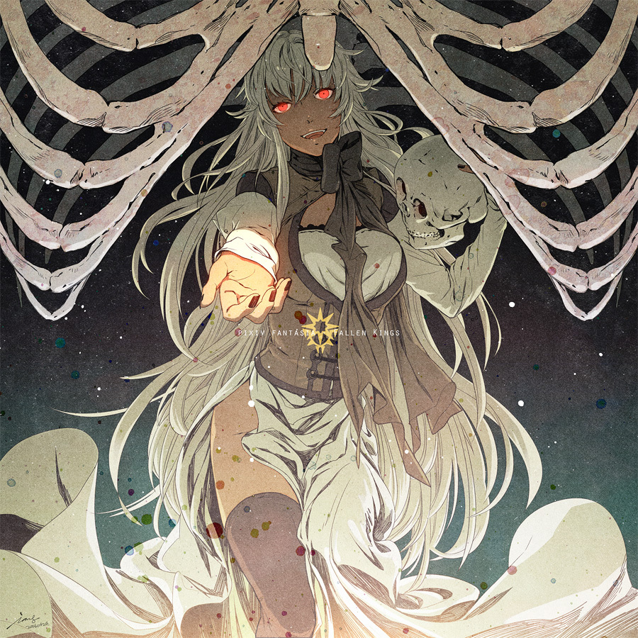 Pixiv Fantasia Art №51 - Anime Art, Pixiv Fantasia, Аниме, Арт, Anime Original, Spooky scary skeletons, Скелет