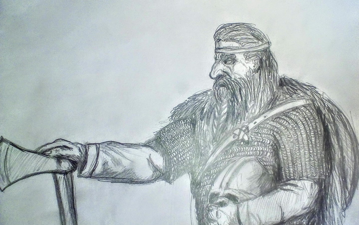 Northerner from mount and blade - My, Pencil drawing, Learning to draw, Fan art