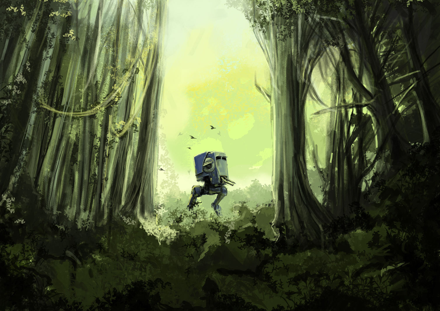 Endor. Dawn - My, Endor, Sketch, At-St, Star Wars