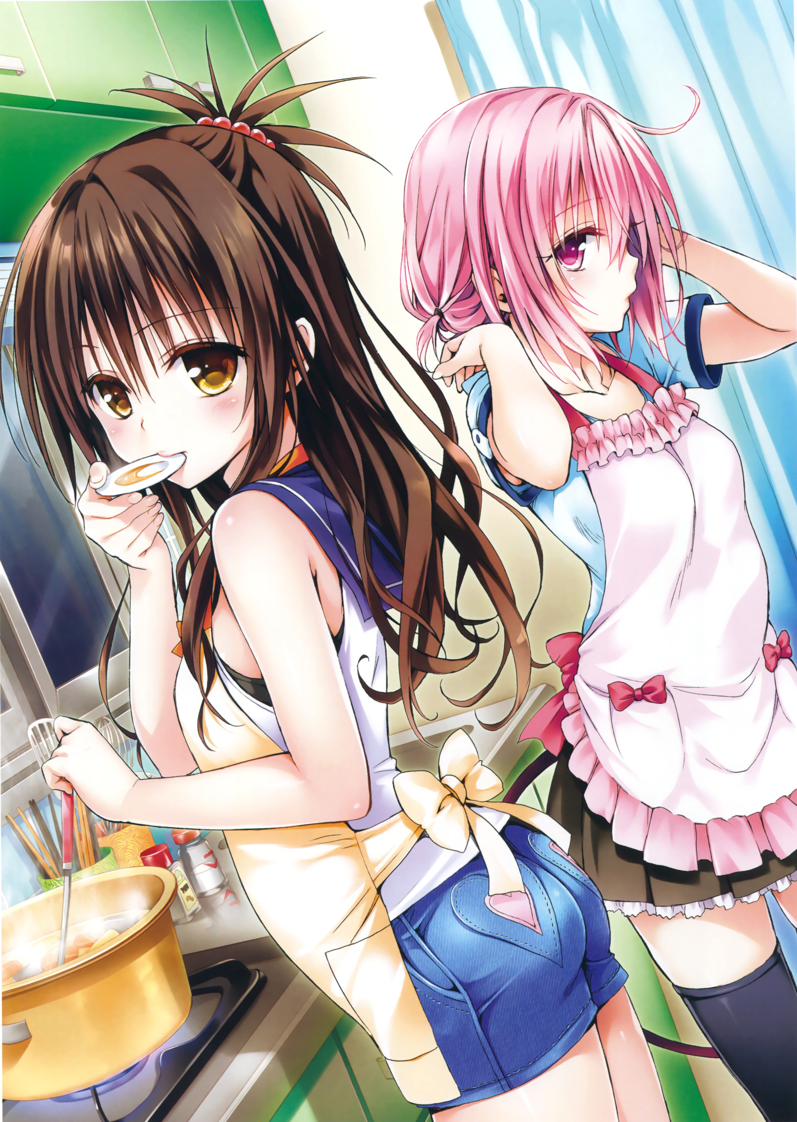 Mikan Yuuki & Momo Velia Deviluke - Anime, Anime art, To love-ru, Yabuki kentarou, Momo Velia Deviluke