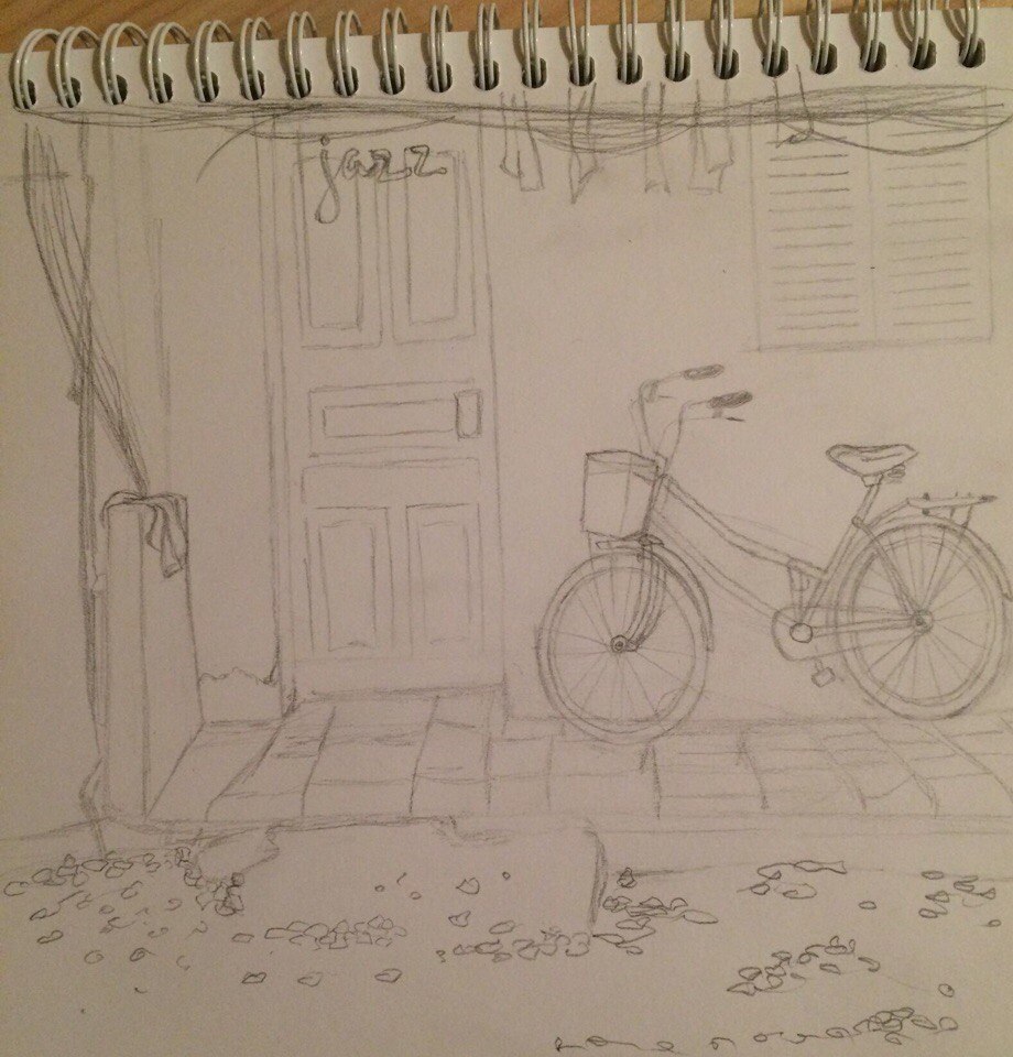 Modest street created with alcohol markers - My, Art, Creation, Sketch, Sketchbook, , Inspiration, A bike, With your own hands, Longpost