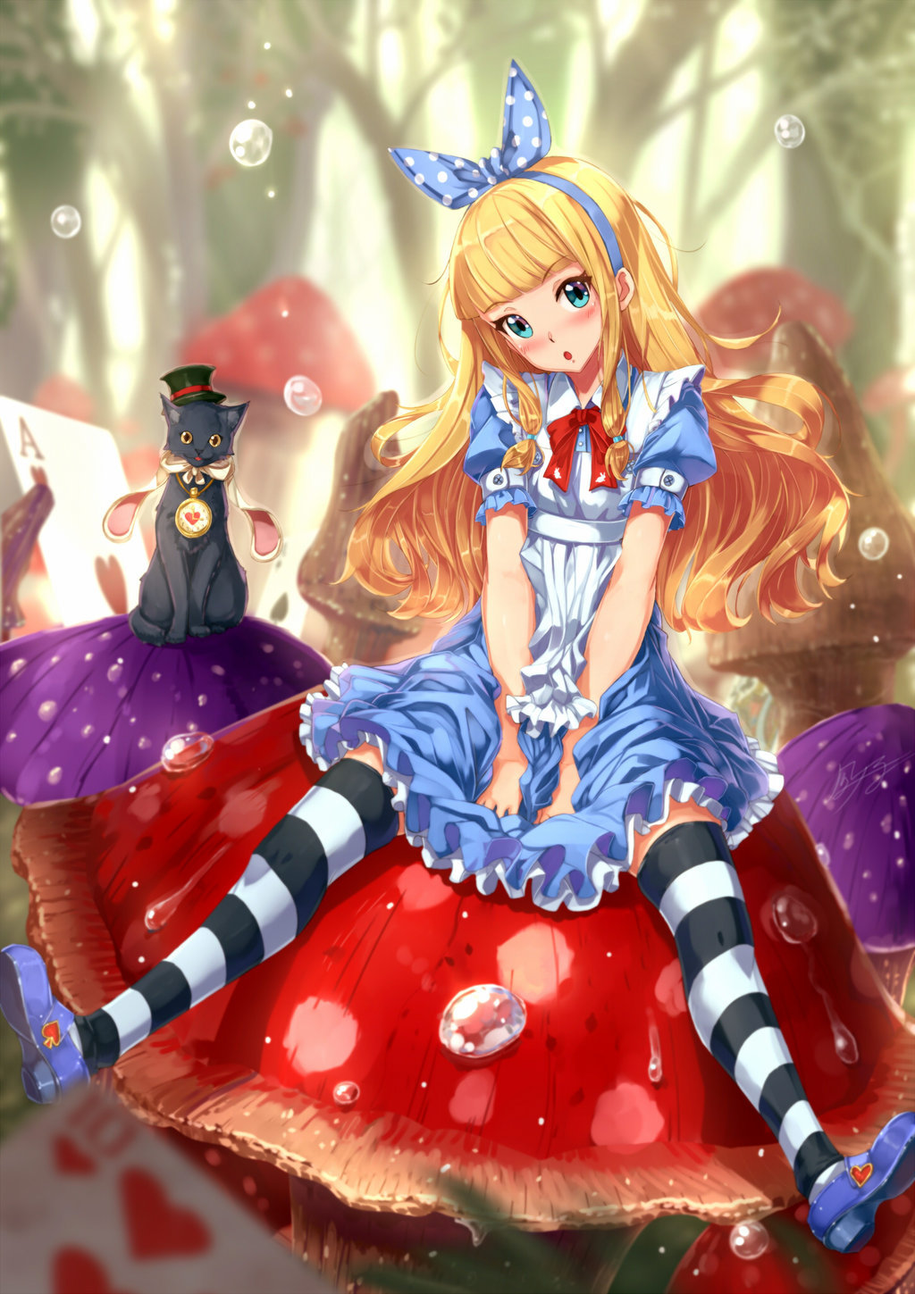 BlackCat and Alice - Anime art, , Alice in Wonderland, Anime, Not anime