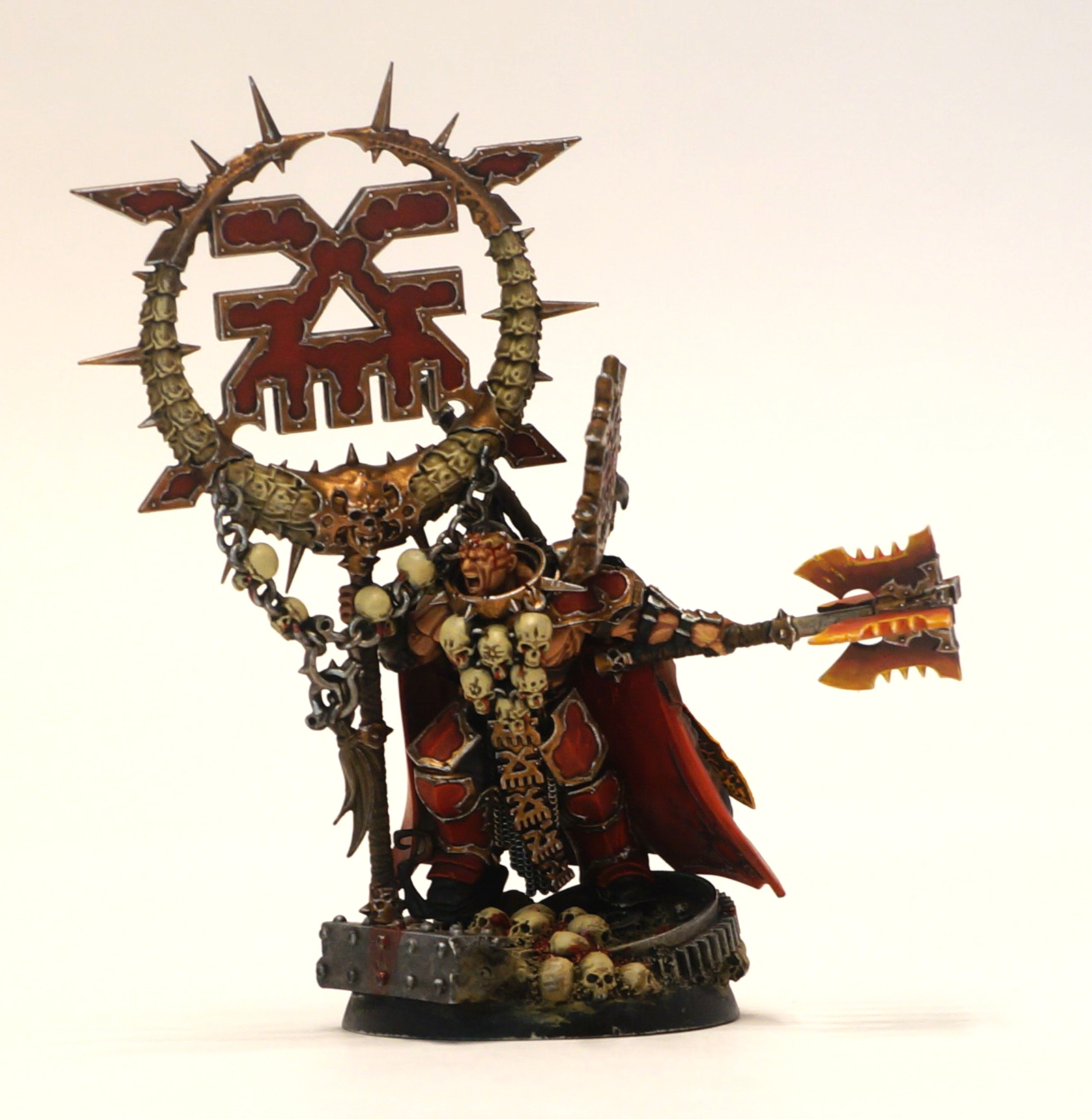 Khorne Banner Bearer (Bloodsecrator) - My, Warhammer, Warhammer: age of sigmar, Blades of Khorne, Miniature, Chaos, Blood, Scull, , Longpost