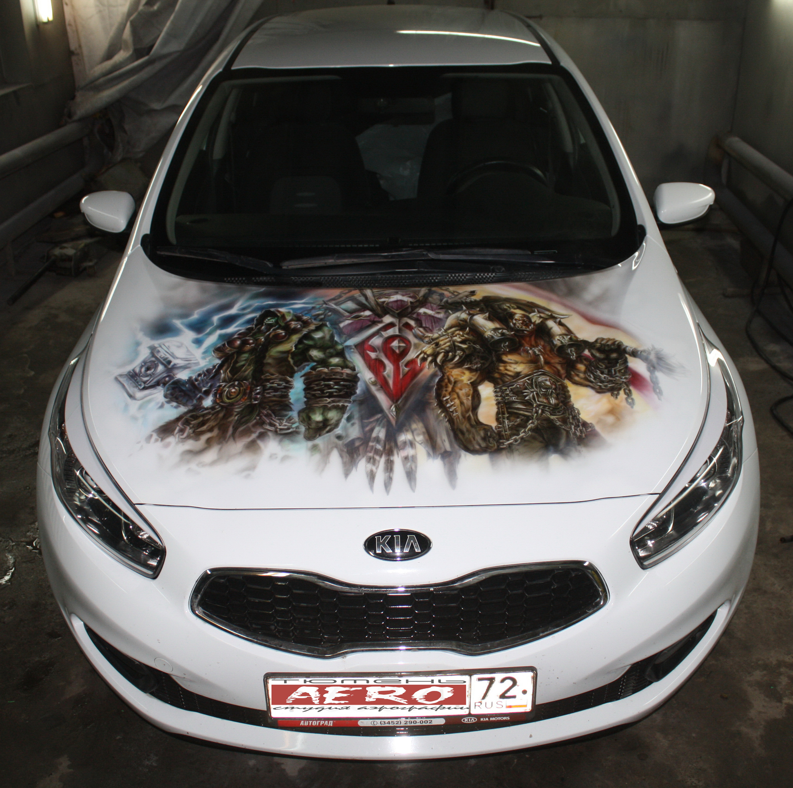 Airbrushing on the hood of the Kia Sid. - My, Airbrushing, , , Kia, , Kia Ceed, Tyumenaero, Longpost