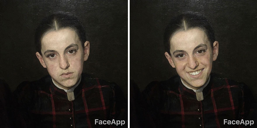 The guy goes to museums and “makes fun” old portraits using the FaceApp application - Faceapp, Museum, Exhibit, Smile, Longpost