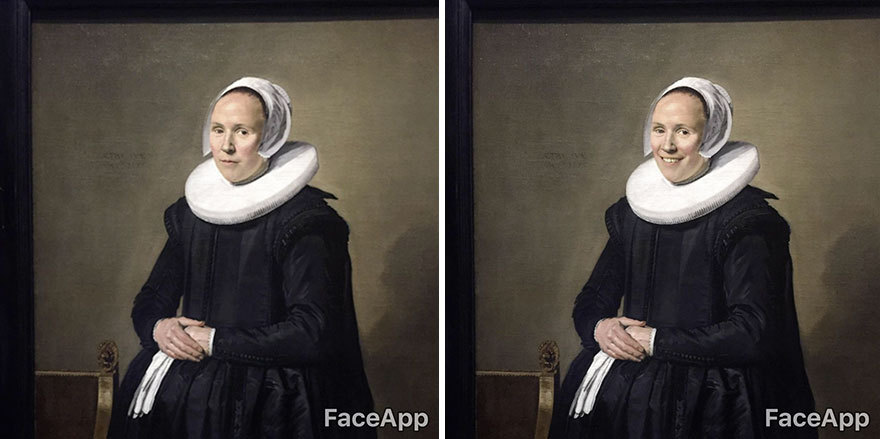 The guy goes to museums and “makes fun” old portraits using the FaceApp application - Faceapp, Museum, Exhibit, Smile, Longpost