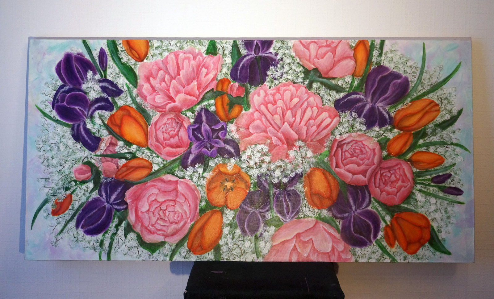 Second acrylic painting - My, Flowers, Acrylic, Painting, Drawing, Longpost