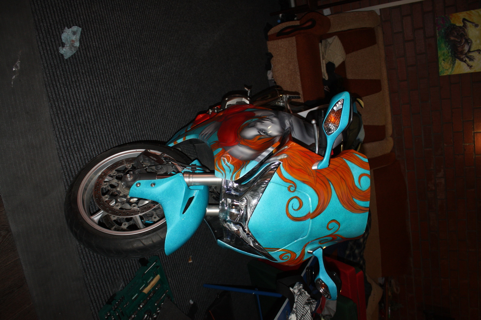 Airbrushing on a Honda VFR bike, Argentum style :)) a bit of the process (part 2) - My, Airbrushing, Tyumen, Tyumenaero, , Honda vfr, Tyumenaero, Airbrushing72, Longpost