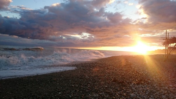 Evening, sea, October... - My, Battle of sunsets, Cognac, Autumn