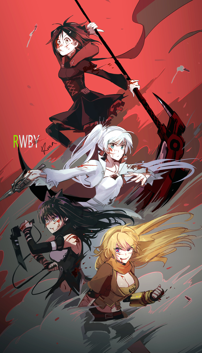 At the center of the battle. - RWBY, Team RWBY, Ruby rose, Weiss schnee, Blake belladonna, Yang xiao long, Anime, Not anime