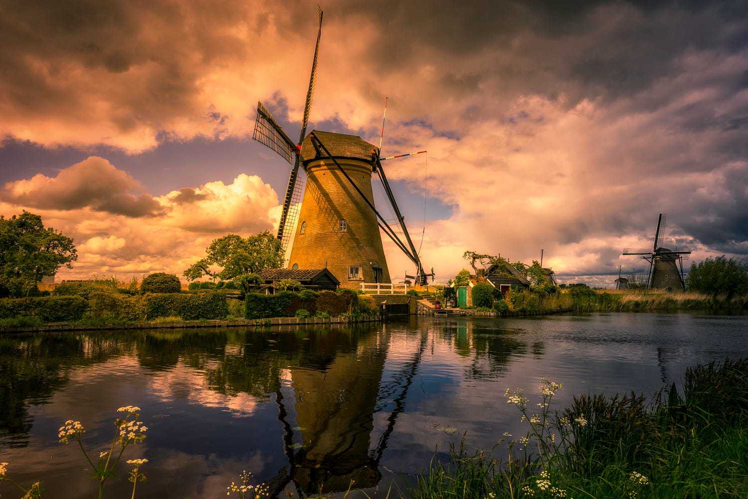 Kinderdijk - Kinderdijk, Holland, Longpost, Netherlands (Holland)