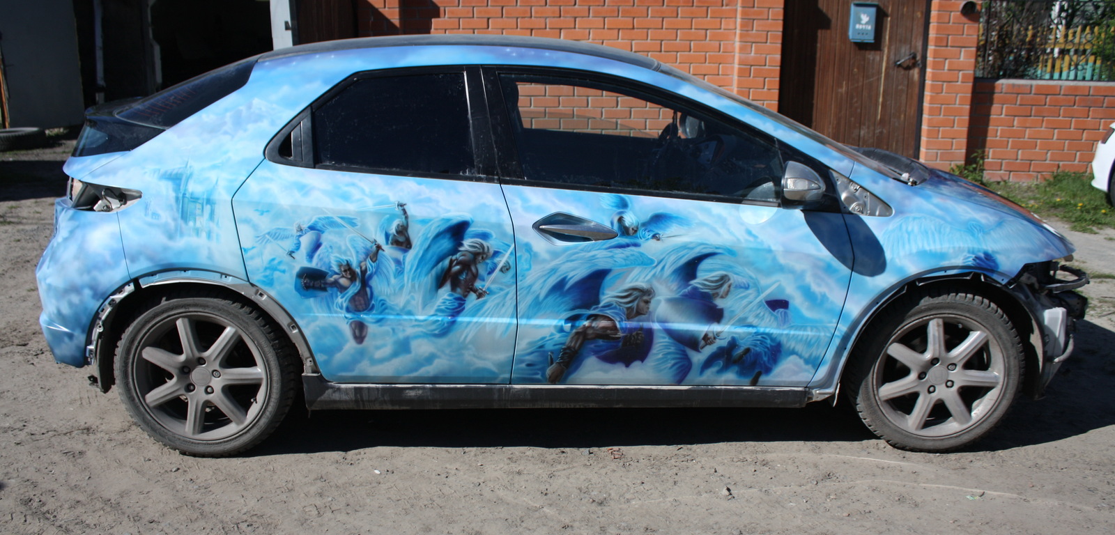 Airbrushing aft Honda Civic 5D, A bit of process - My, Airbrushing, , Honda civic, 5d, Tyumen, Airbrushing72, Tyumenaero, Tyumenaero, Longpost