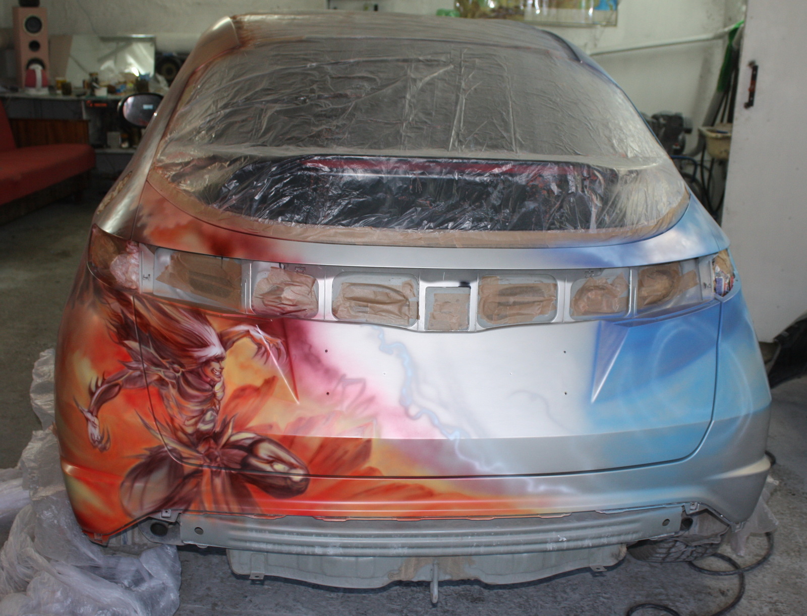 Airbrushing aft Honda Civic 5D, A bit of process - My, Airbrushing, , Honda civic, 5d, Tyumen, Airbrushing72, Tyumenaero, Tyumenaero, Longpost