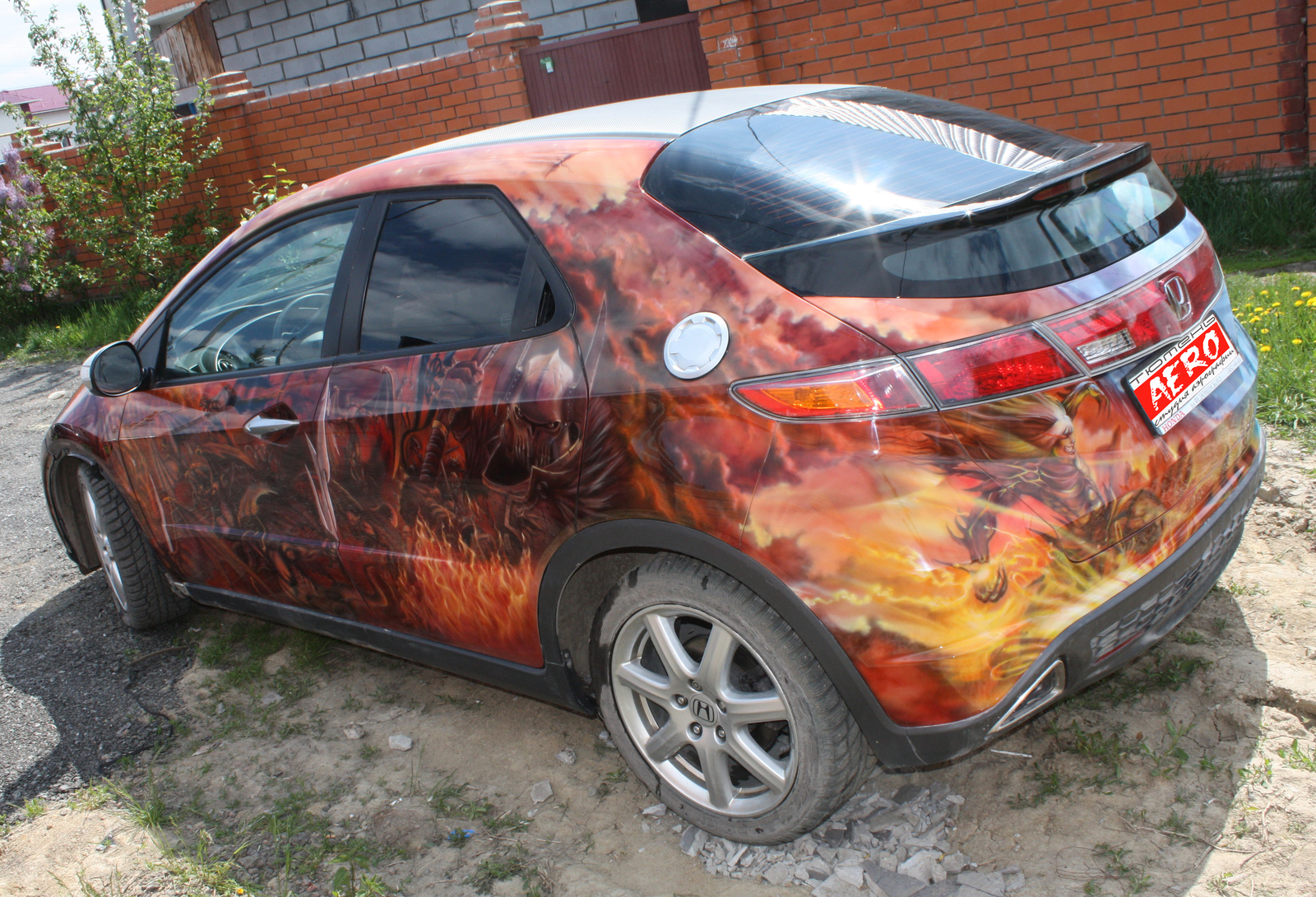 Airbrushing aft Honda Civic 5D, A bit of process - My, Airbrushing, , Honda civic, 5d, Tyumen, Airbrushing72, Tyumenaero, Tyumenaero, Longpost