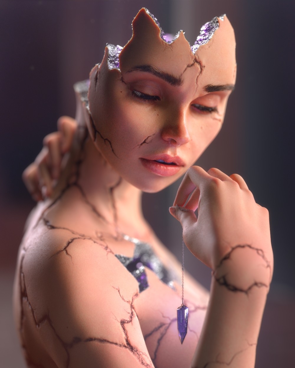 Amethyst. - NSFW, Amethyst, Digital 3D, 3D max, Figure, Girls, Art, Longpost, 3D, 3DS max