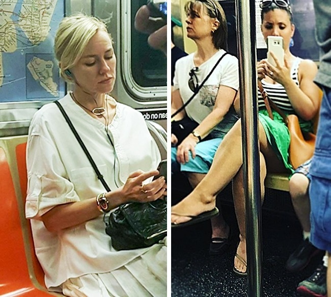 A fan took a picture of Naomi Watts on the subway and posted it online - Naomi Watts, Celebrities, The photo, Fans