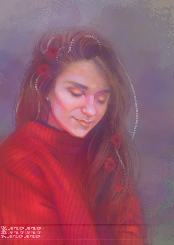 red sweater - My, Drawing, Photoshop, Red, My