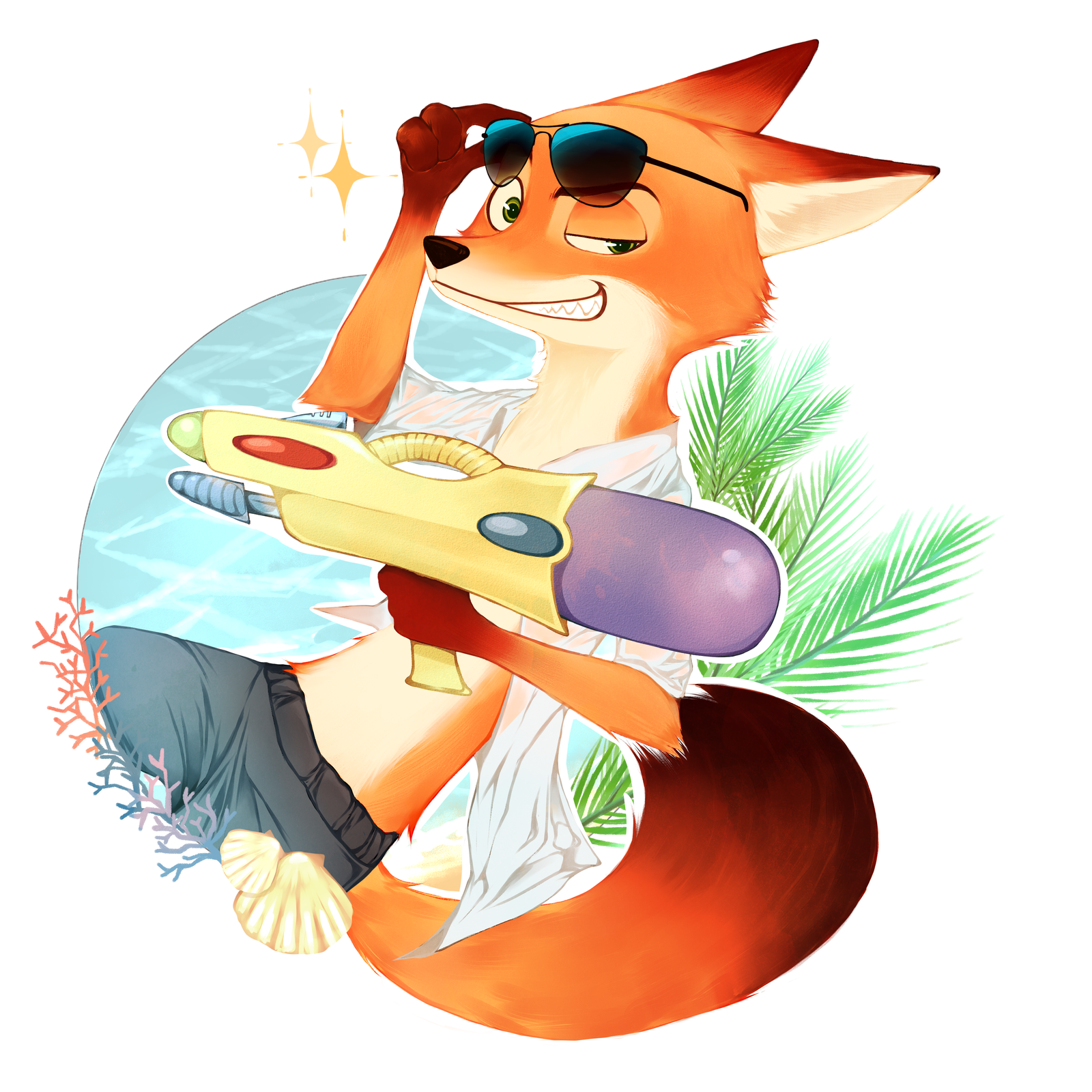 Summer! - Zootopia, Art, Nick wilde, Glasses