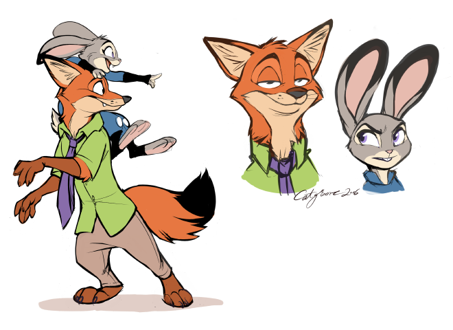 Sketches - Zootopia, Art, Nick and Judy, Silverdeni