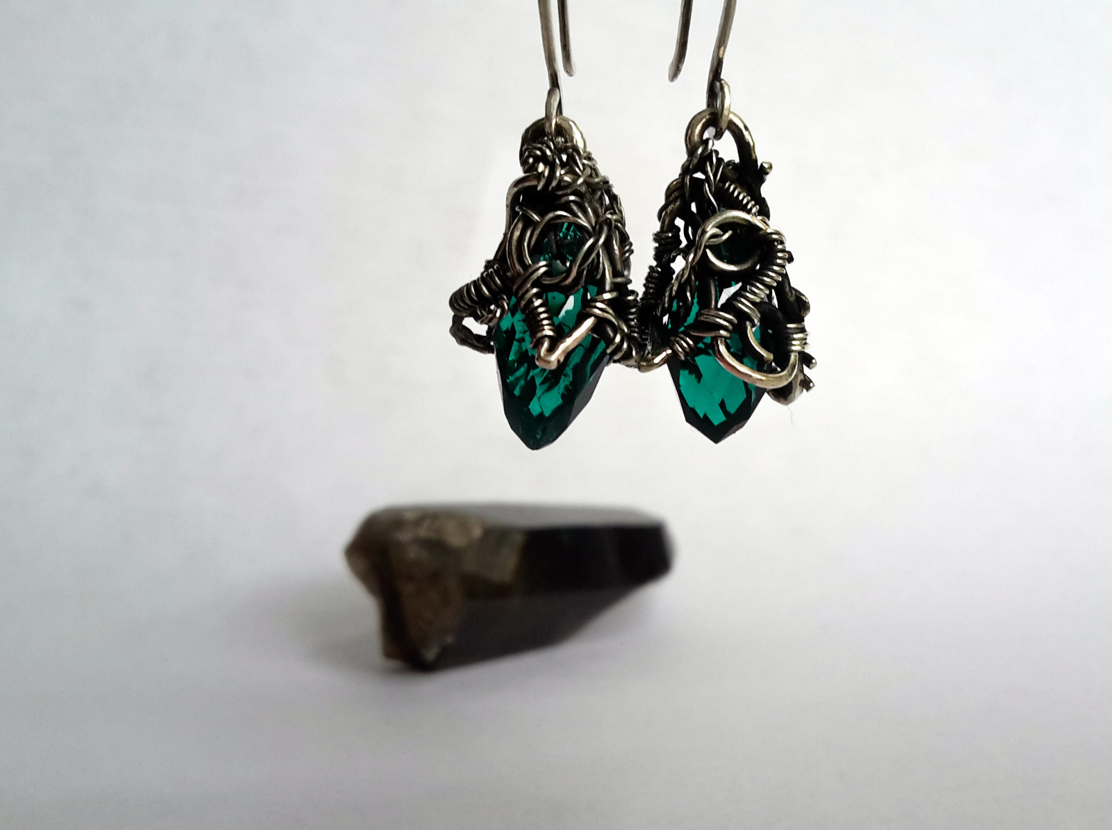 Earrings Forest Magic - My, Earrings, Wire jewelry, Silver Jewelry, Decoration, Wire wrap, Handmade, Longpost