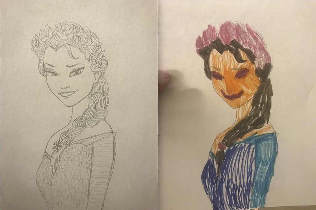 It seems that the future restorer of paintings is growing - Children, Painting, Coloring, Elsa, Reddit