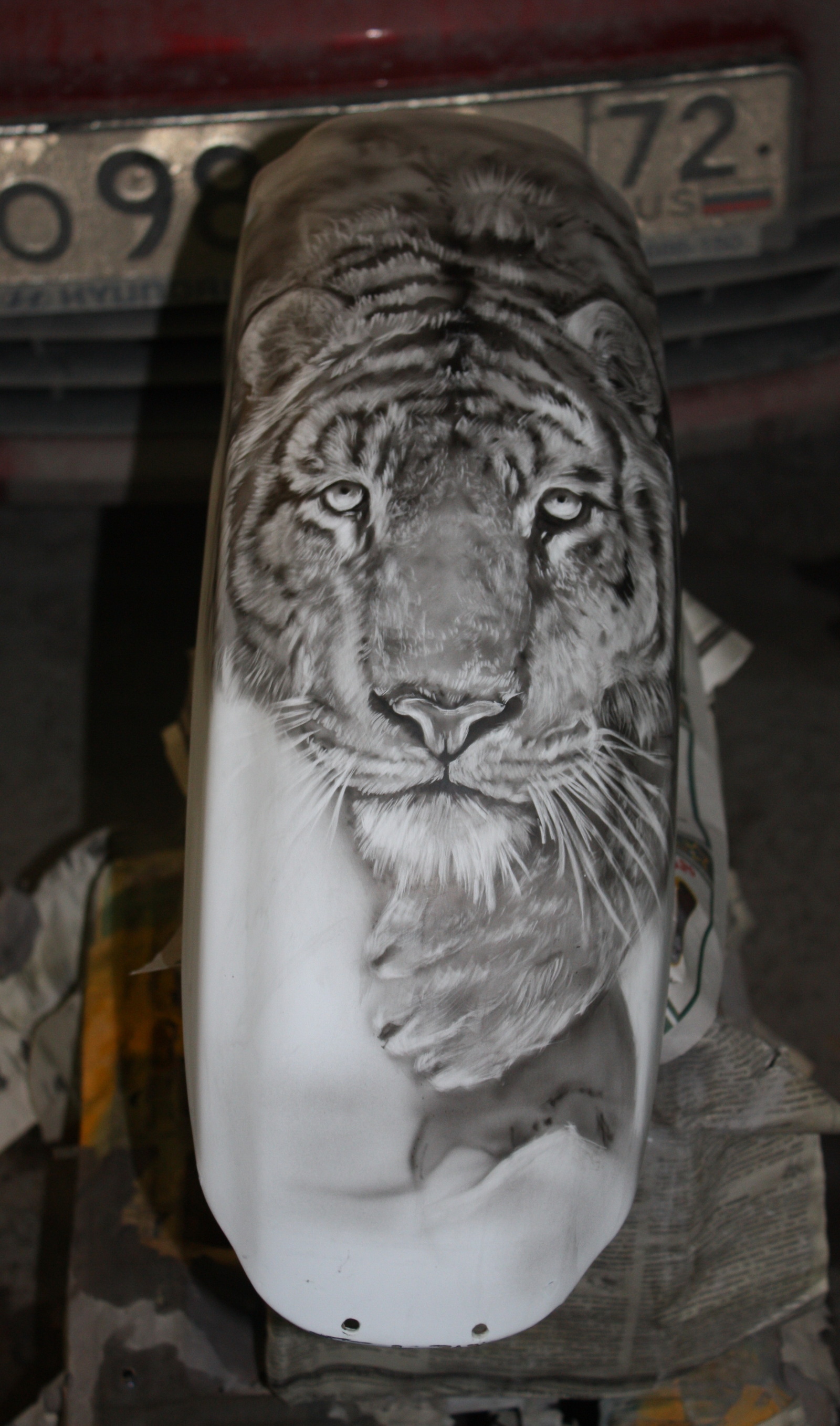 Airbrushing on Yamaha Dragstar, tigers... A bit of the process. - My, Airbrushing, , Yamaha, Airbrushing72, Tyumen, Tyumenaero, Tyumenaero, Longpost